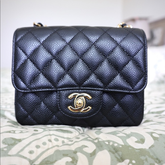 RARE | CHANEL Mini Square Flap Black Caviar GHW - Picture 15 of 17